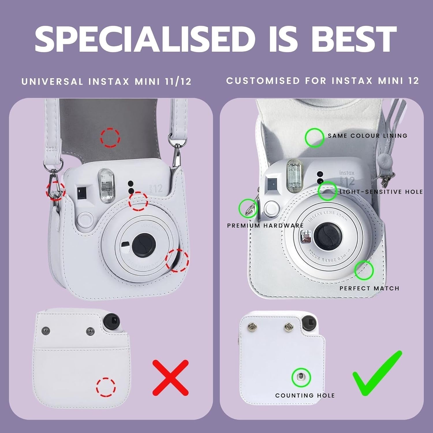 Instant Camera Bundle Purple 40 Film Shots Case Album Filters Kit