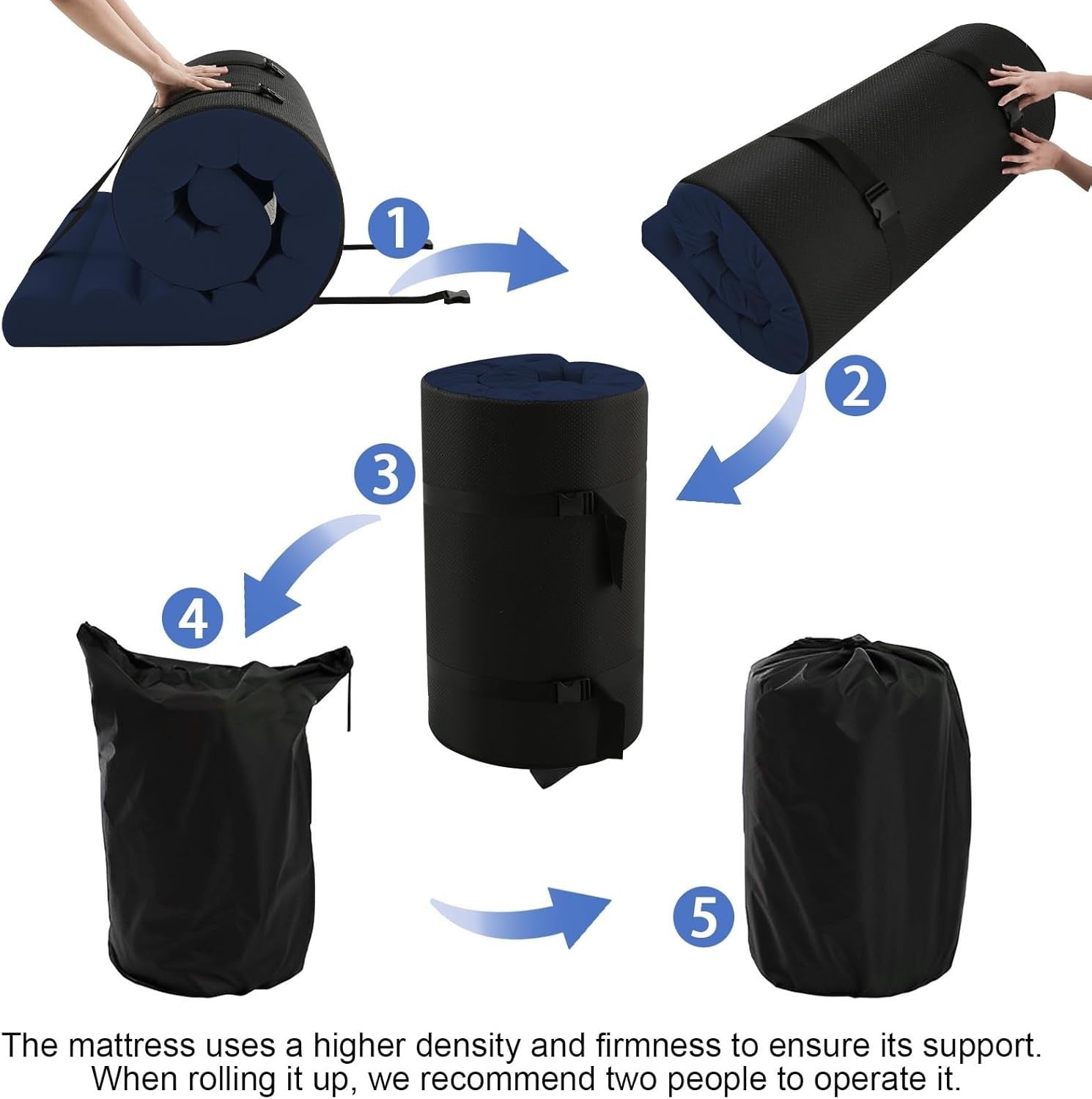 Portable Roll-Up Floor Mattress 190x120cm | High-Density Foam Futon Pad