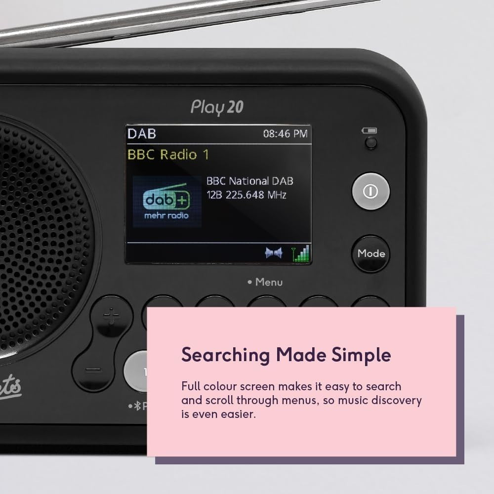 Portable DAB FM Digital Radio with Colour Screen & Headphone Socket