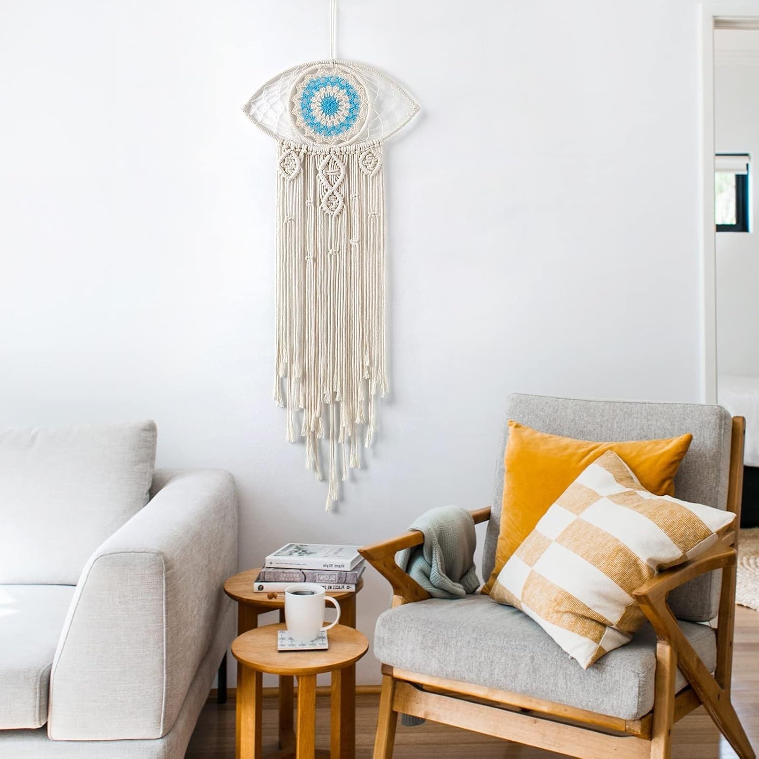 Boho Evil Eye Dream Catcher 13.8"x27.5" Macrame Wall Hanging