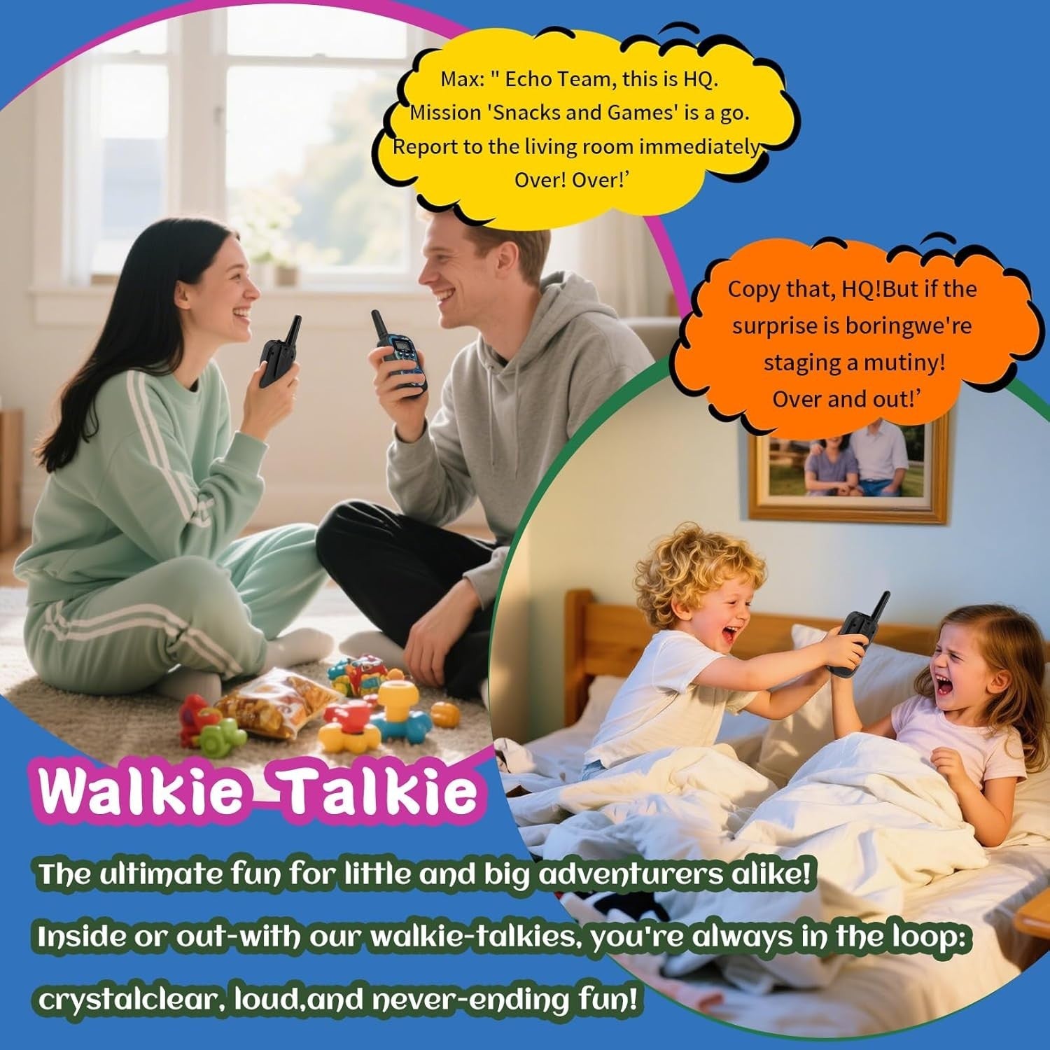 Kids Walkie Talkies Rechargeable 3 Pack 8 Channel VOX Long Range Camo