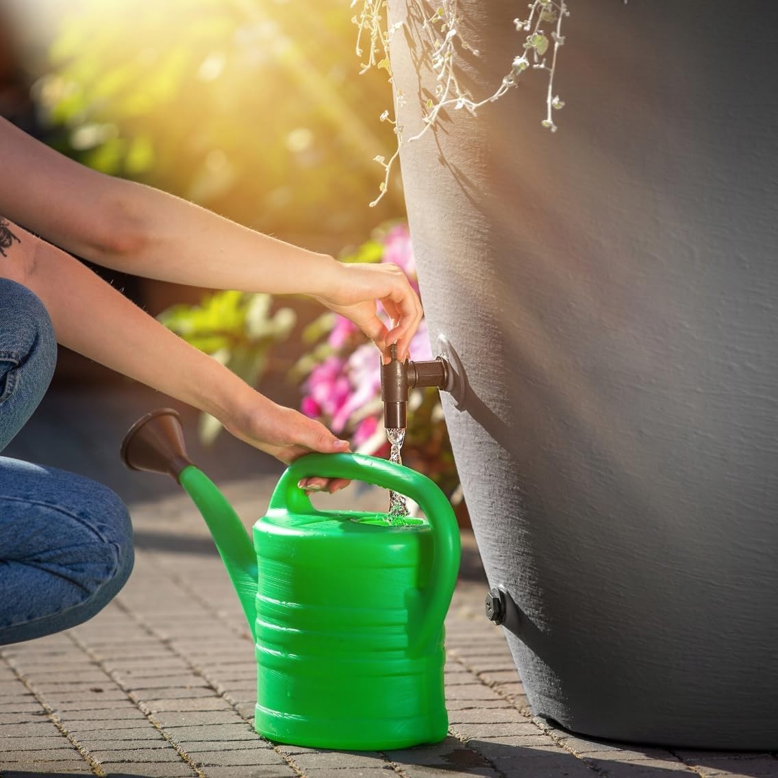 360L Anthracite Garden Water Butt with Tap & Complete Connection Kit