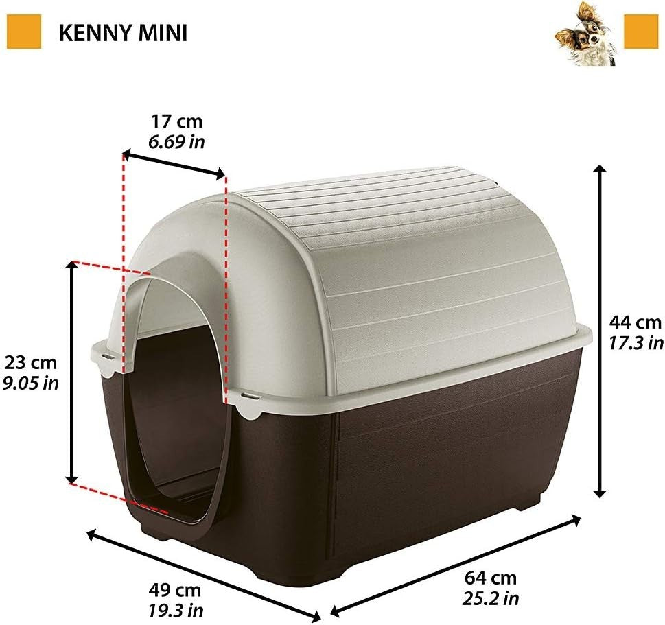 Small Outdoor Dog House Weatherproof UV-Resistant Resin Kennel 66x40x40cm
