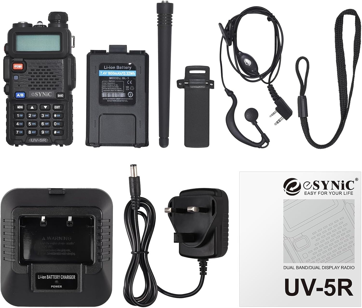 UV-5R Dual Band Walkie Talkie Long Range 128CH VOX FM Radio LED