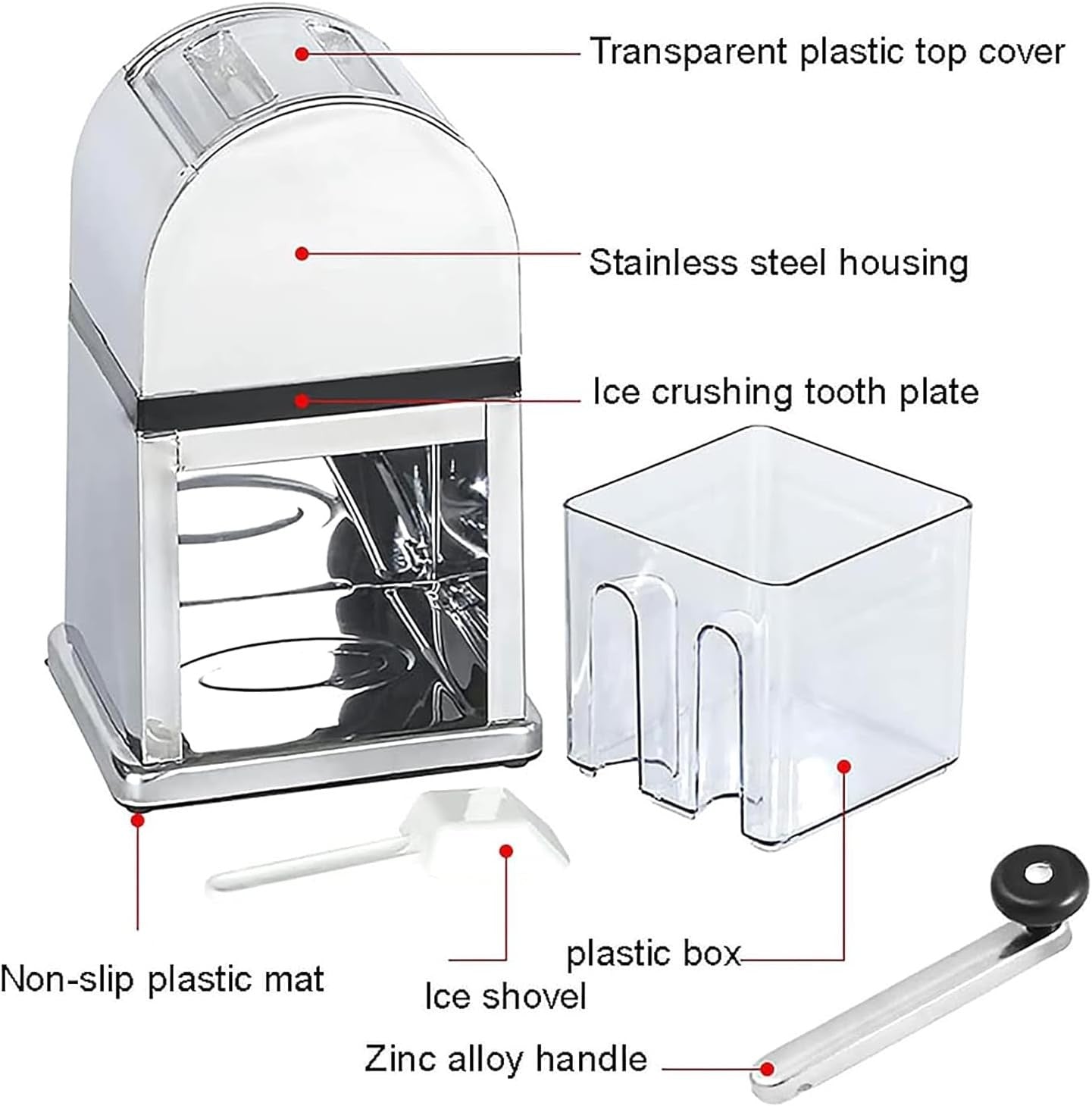 Manual Shaved Ice Machine Snow Cone Maker Hand Crank Slush Ice Crusher