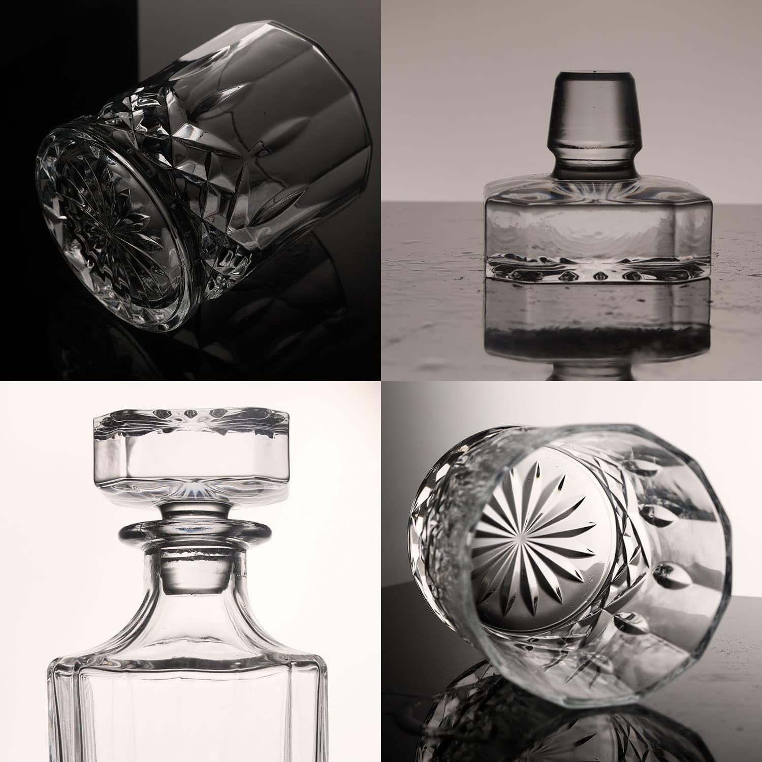Crystal Whisky Decanter Set 750ml With 6 Glasses Luxury Bar Gift