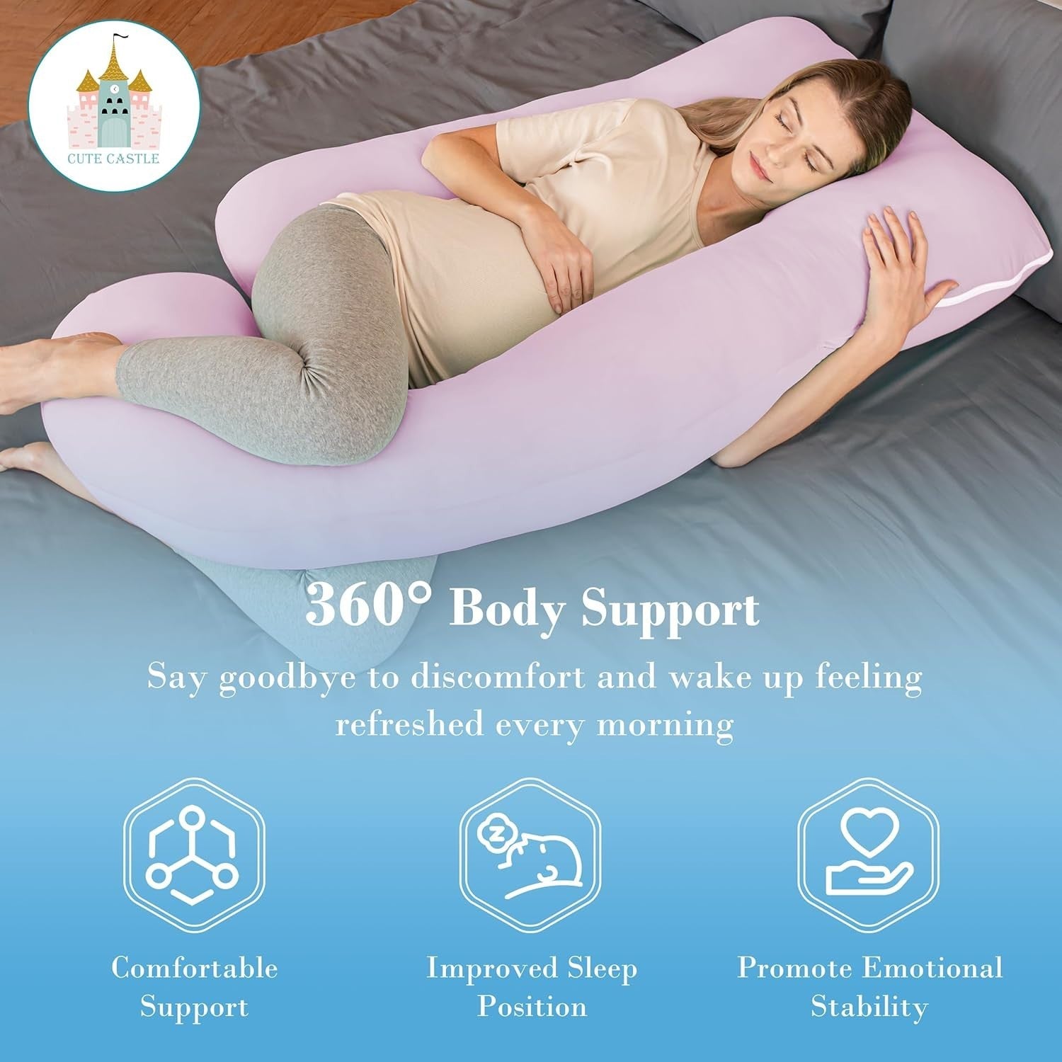 Pregnancy U Shape Body Pillow 57” Full Body Maternity Support Cooling