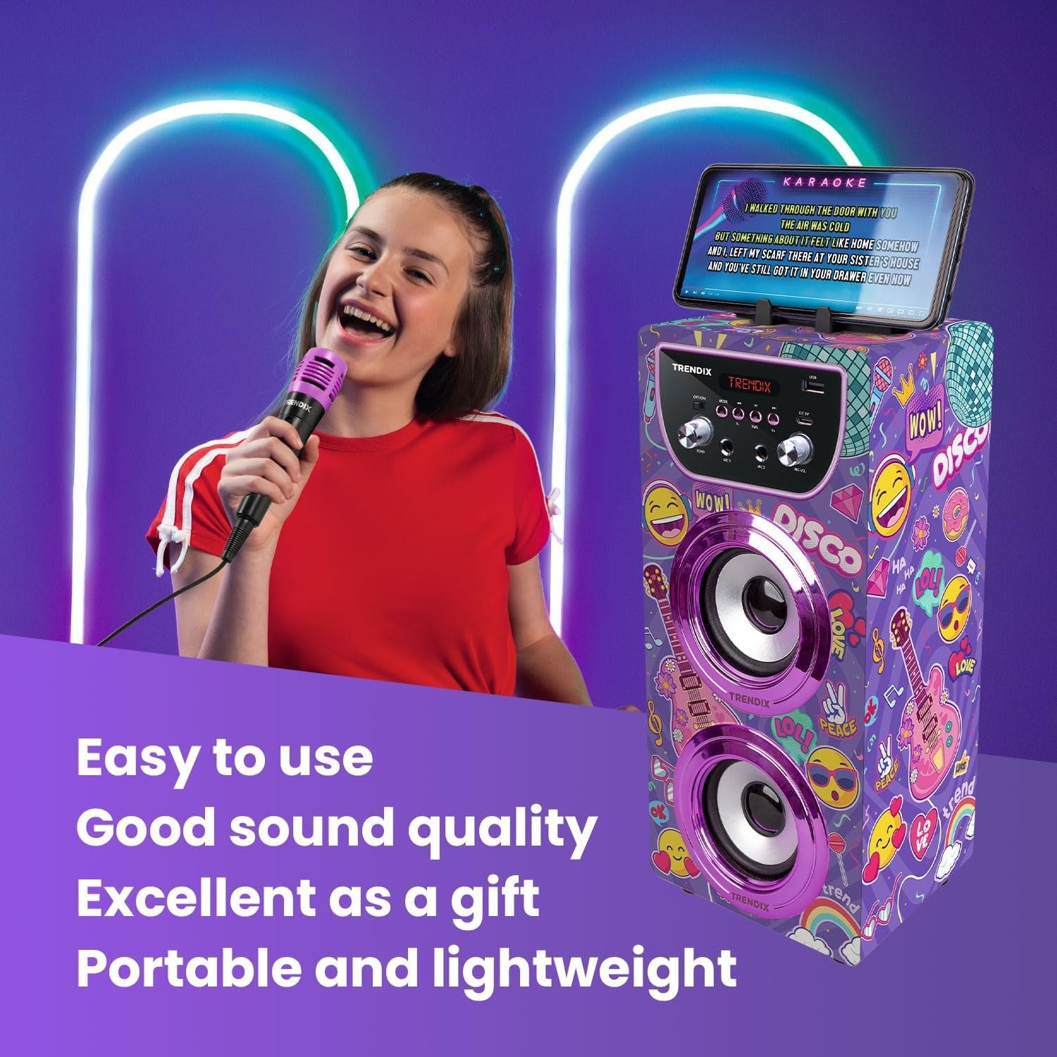Kids Karaoke Machine 2 Microphones Blue Bluetooth FM USB