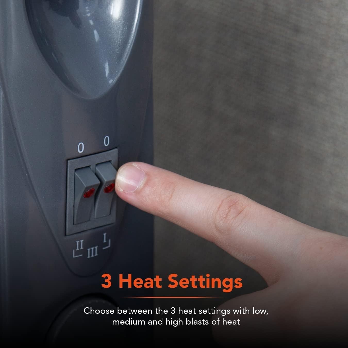 1500W Oil-Filled Radiator 7 Fin with Adjustable Thermostat, Overheat Protection