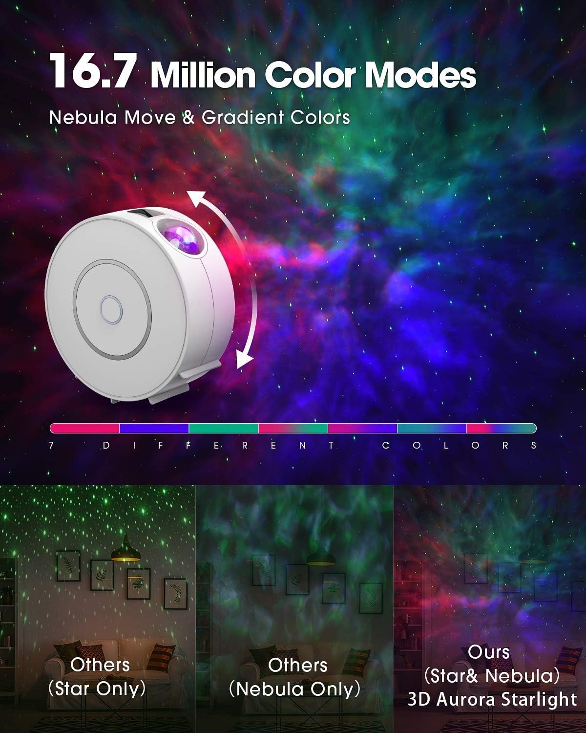 Smart Galaxy Projector WiFi LED Star Light Alexa Voice RGB Night Lamp
