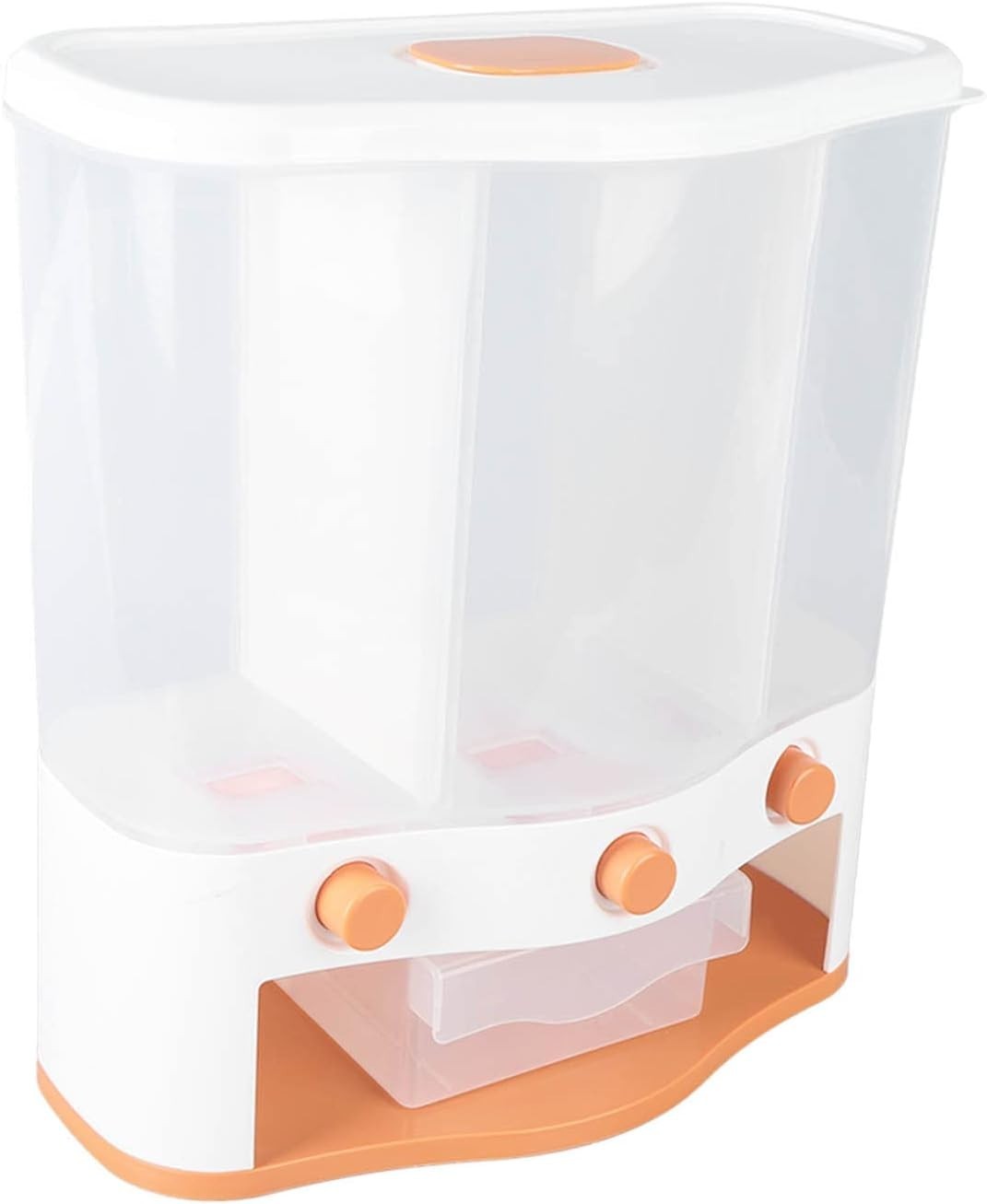 6L Triple Grain Dispenser Rice Storage Box Clear Window Food Container