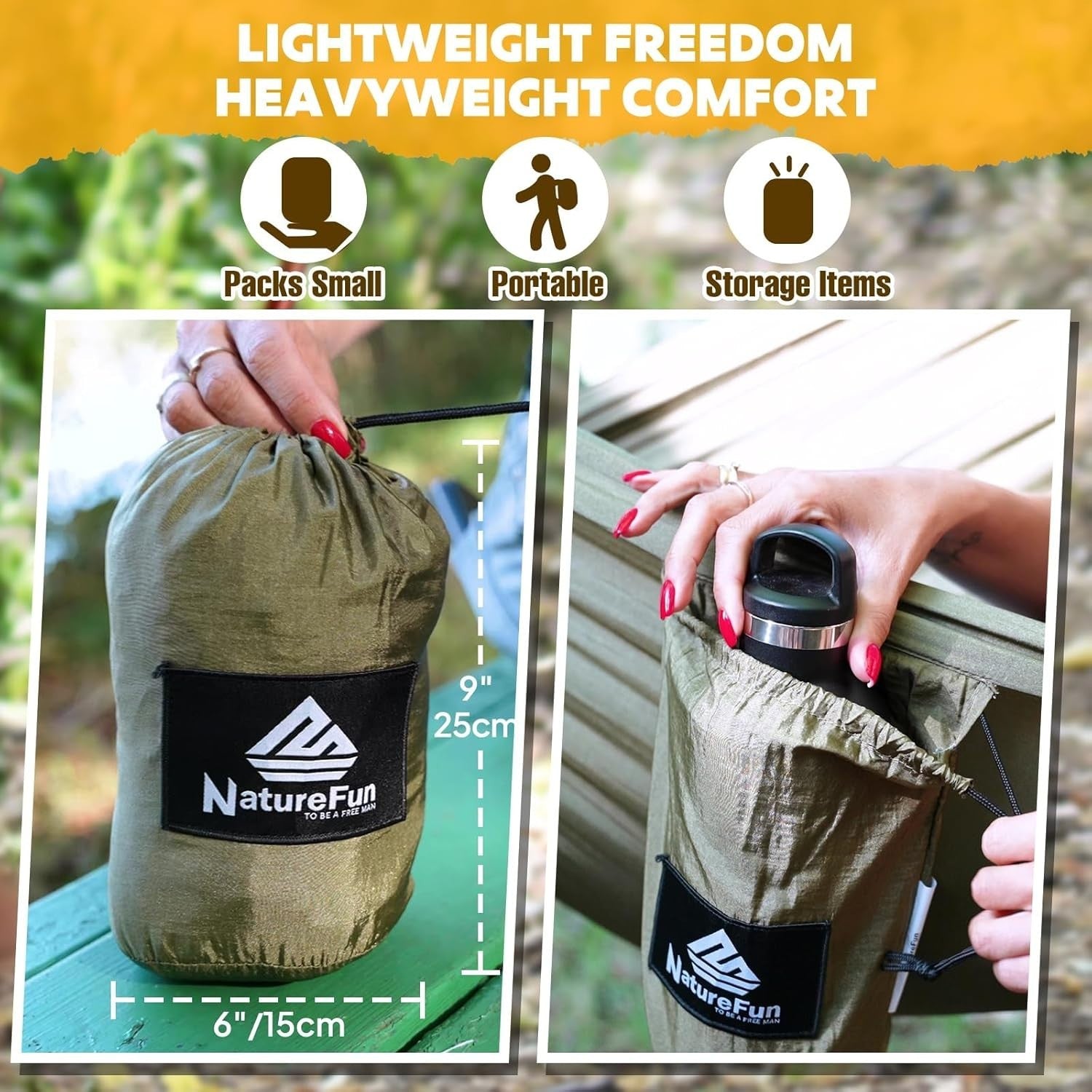 Ultra-Light Travel Camping Hammock 300kg Load Breathable Parachute Nylon