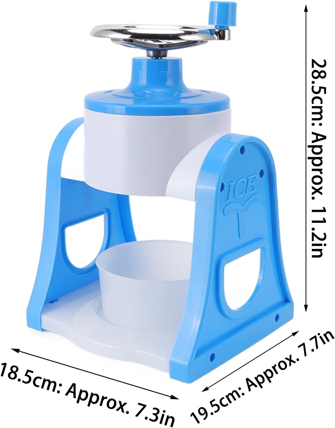 Manual Ice Crusher Shaved Ice Maker Portable Slush Snow Cone Blue