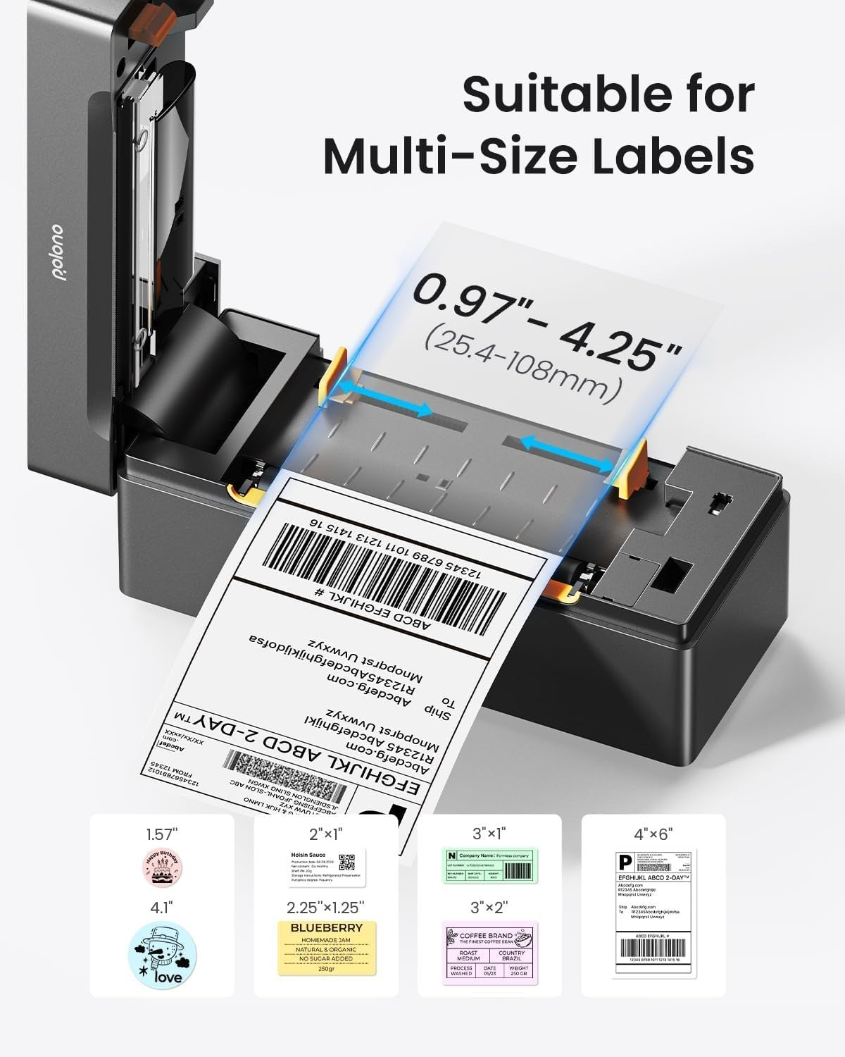 Wireless Bluetooth Thermal Shipping Label Printer 4x6 Black Fast Print