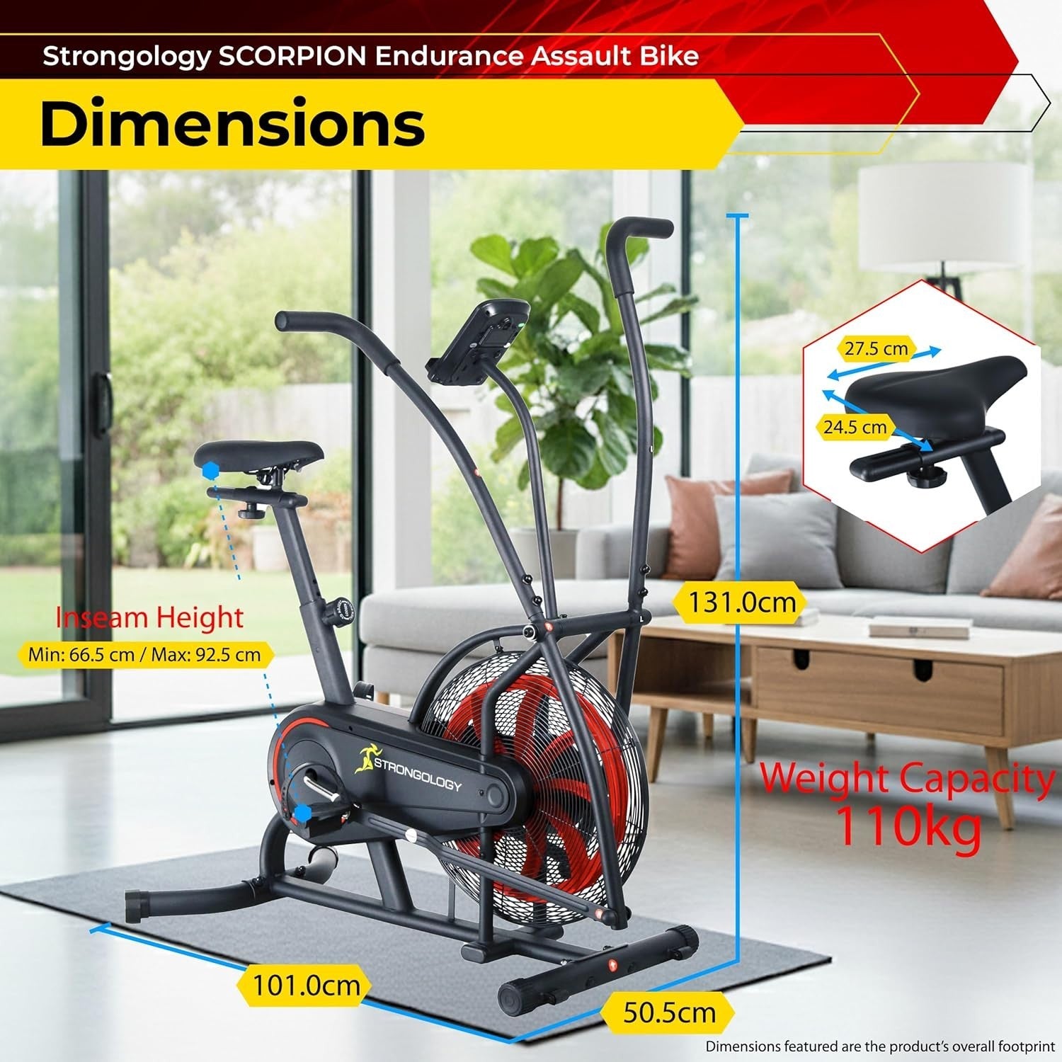 Compact Assault Air Bike with Fan Resistance Full-Body Workout & LCD Display