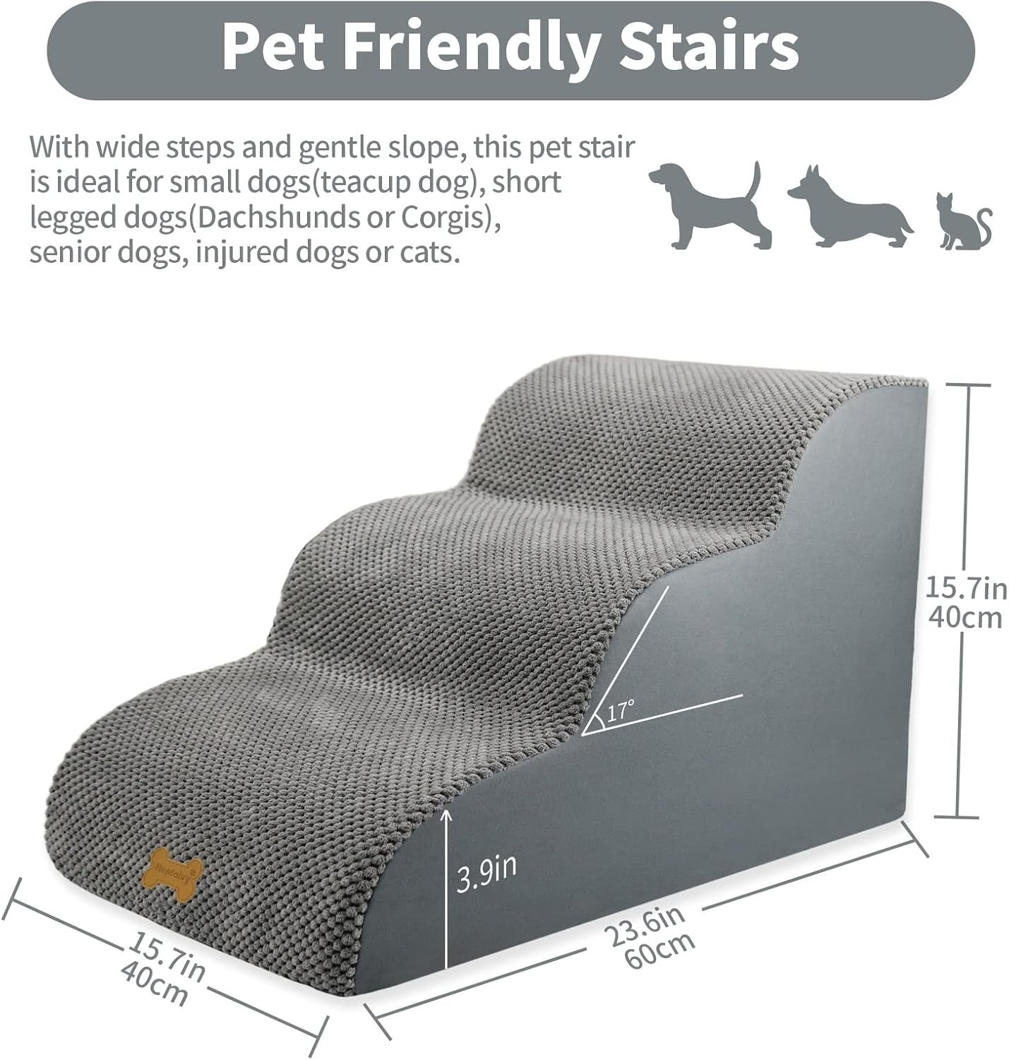 3-Step Dog Stairs Non-Slip Pet Ramp for Small Dogs