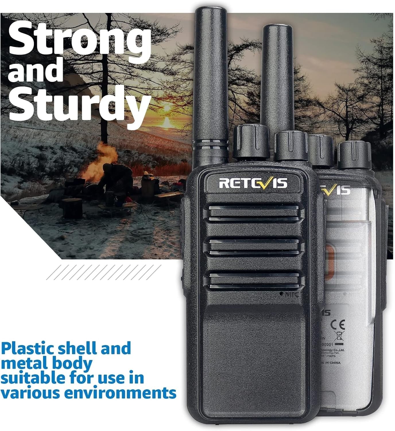 PMR446 Walkie Talkies AI Noise Reduction USB-C VOX Rechargeable 2 Pack