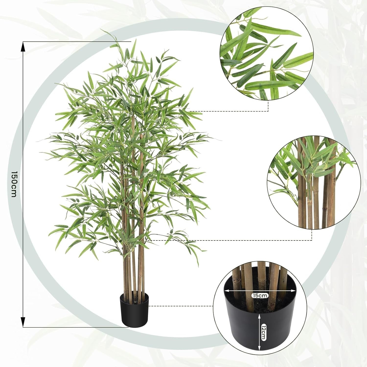 5ft Artificial Bamboo Tree Tall Realistic Plant Indoor Home Office Green Decor