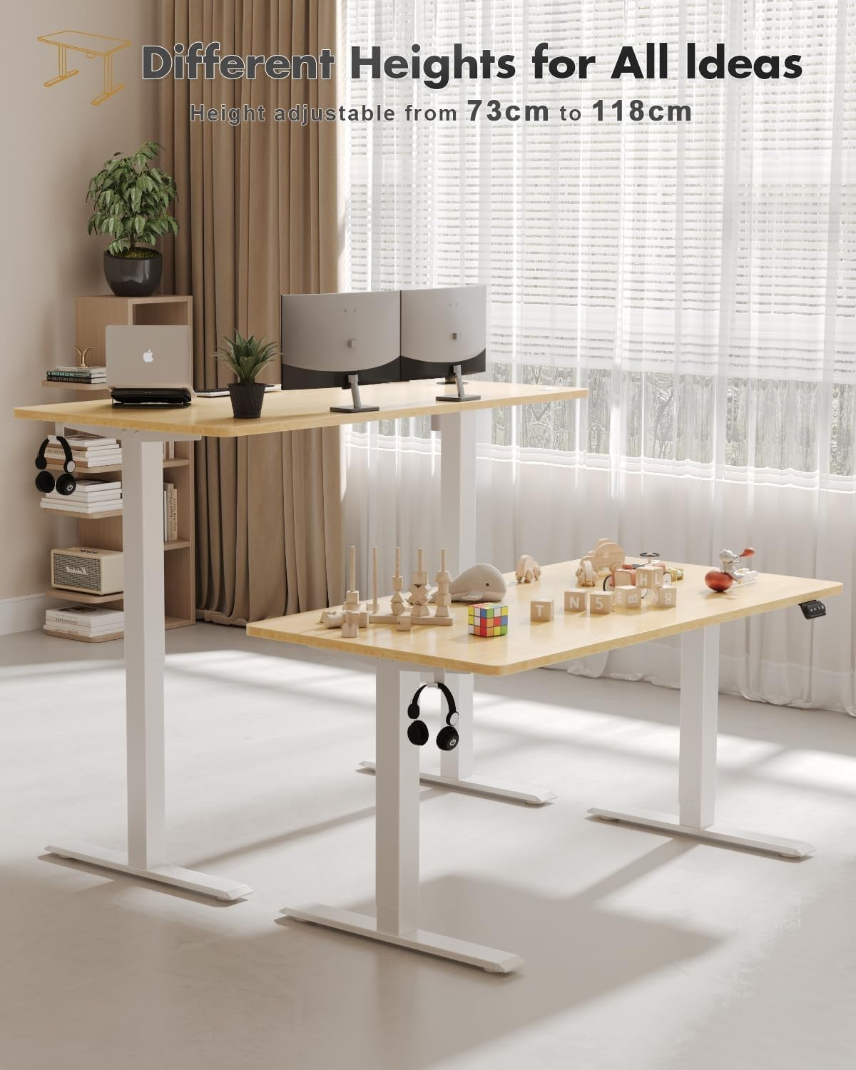 Electric Standing Desk 160x70cm Adjustable Sit Stand Beige Table w/Memory Preset