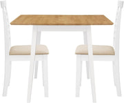 Small Drop Leaf Dining Table & 2 Chairs White & Oak Foldable Set