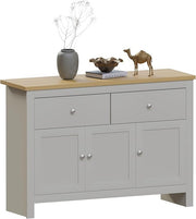 Modern Grey & Oak Sideboard Buffet Table 2 Drawer 3 Door Storage Cabinet