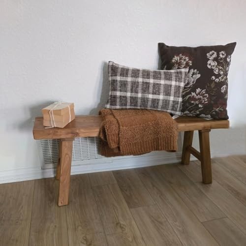 Farmhouse Solid Wood Entryway Bench – Rustic Dining or Hallway Seat Solid Wood