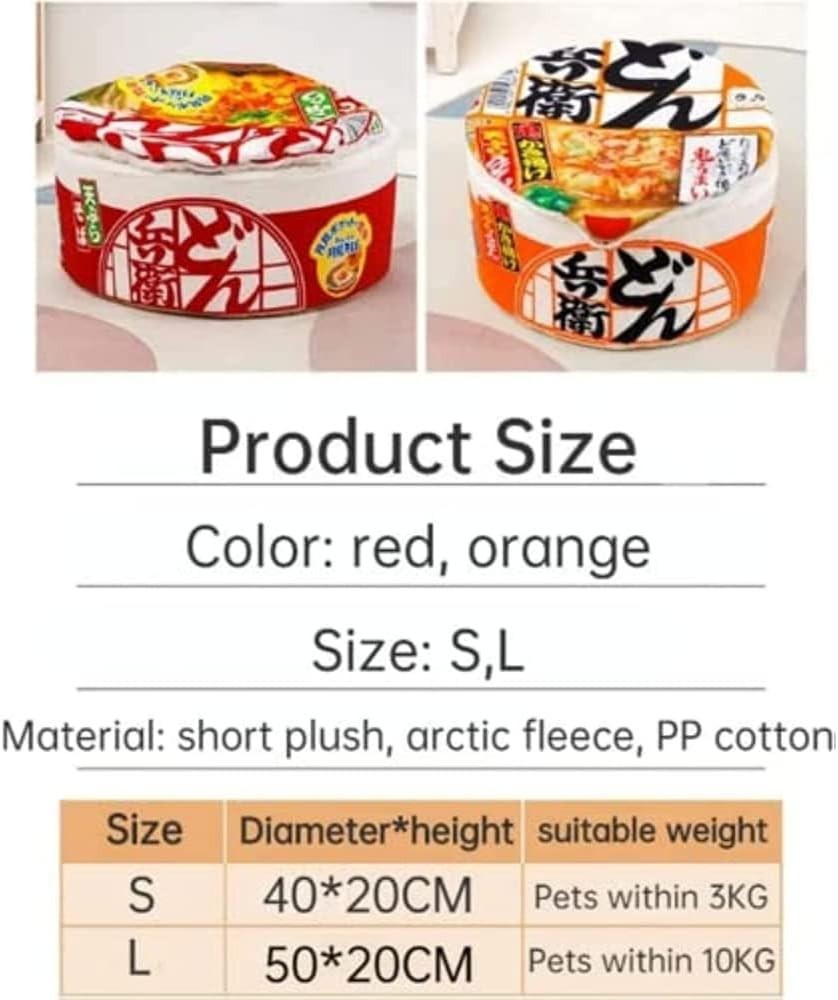 Instant Noodle Cat House Bed Soft Detachable Pet Nest Sofa Red L