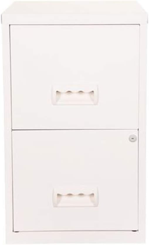 White Lockable Metal Filing Cabinet 2 Drawer A4 Office Storage