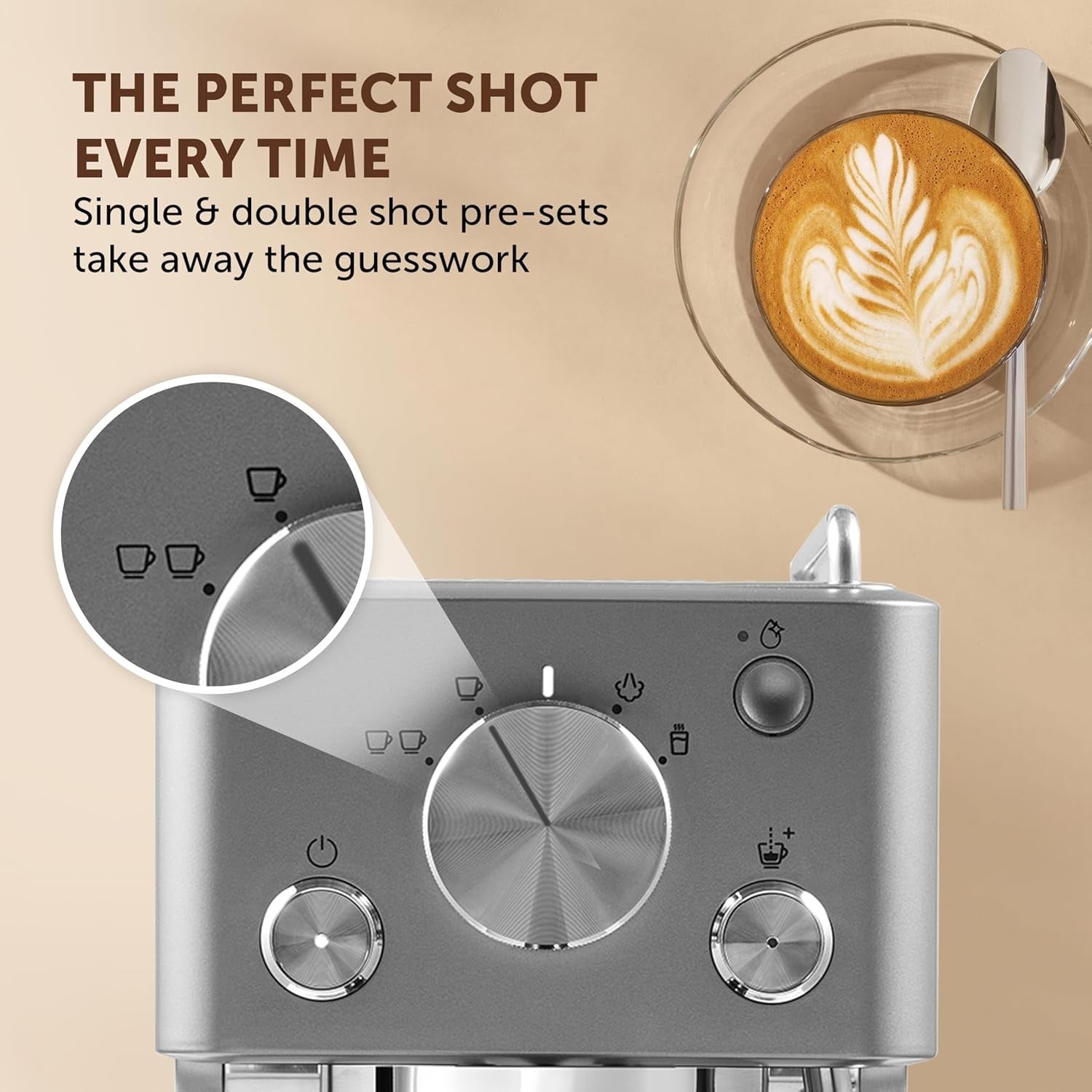 Espresso Coffee Machine | 15 Bar Pump | Milk Frother | Compact Metal Design