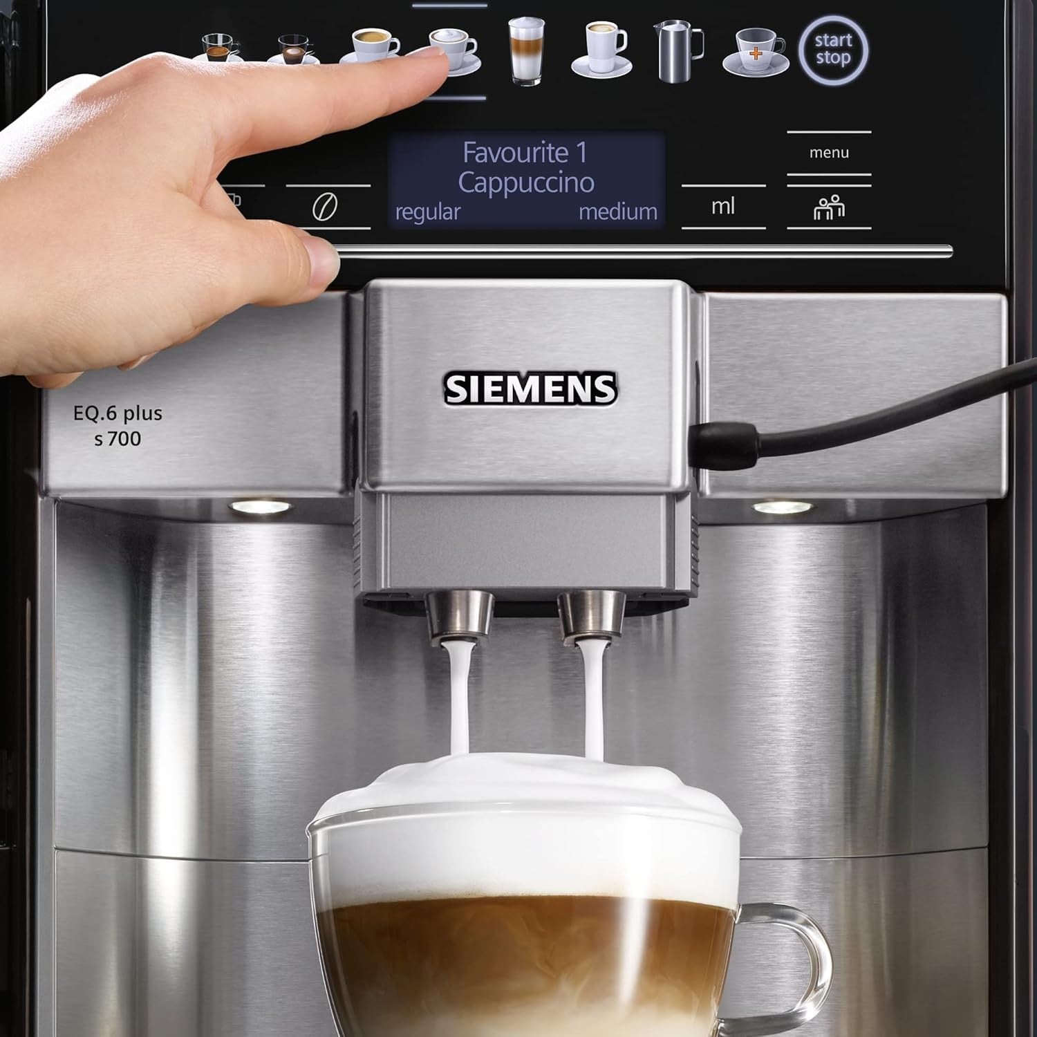 Fully Automatic Bean-to-Cup Coffee Machine, Milk Frother, 10 Drinks, 1.7L Tank