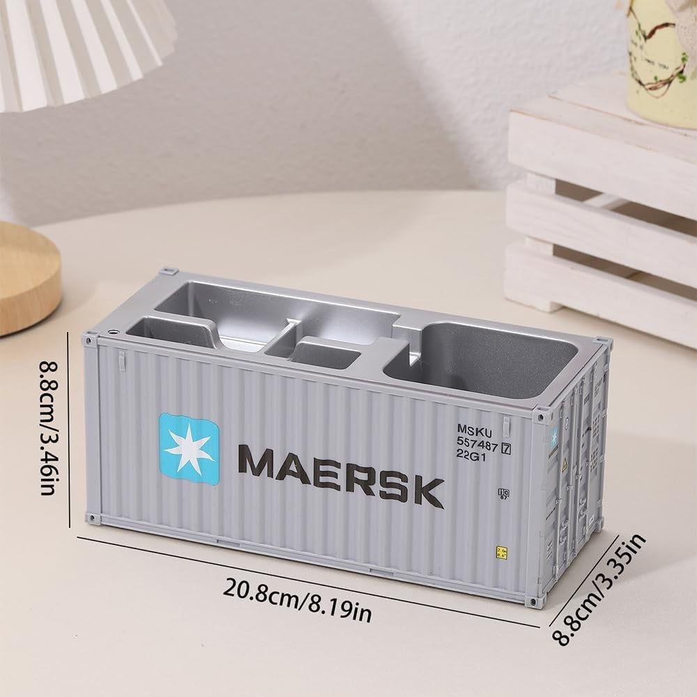 Desk Organiser Shipping Container Pen Holder Office Storage Box Grey