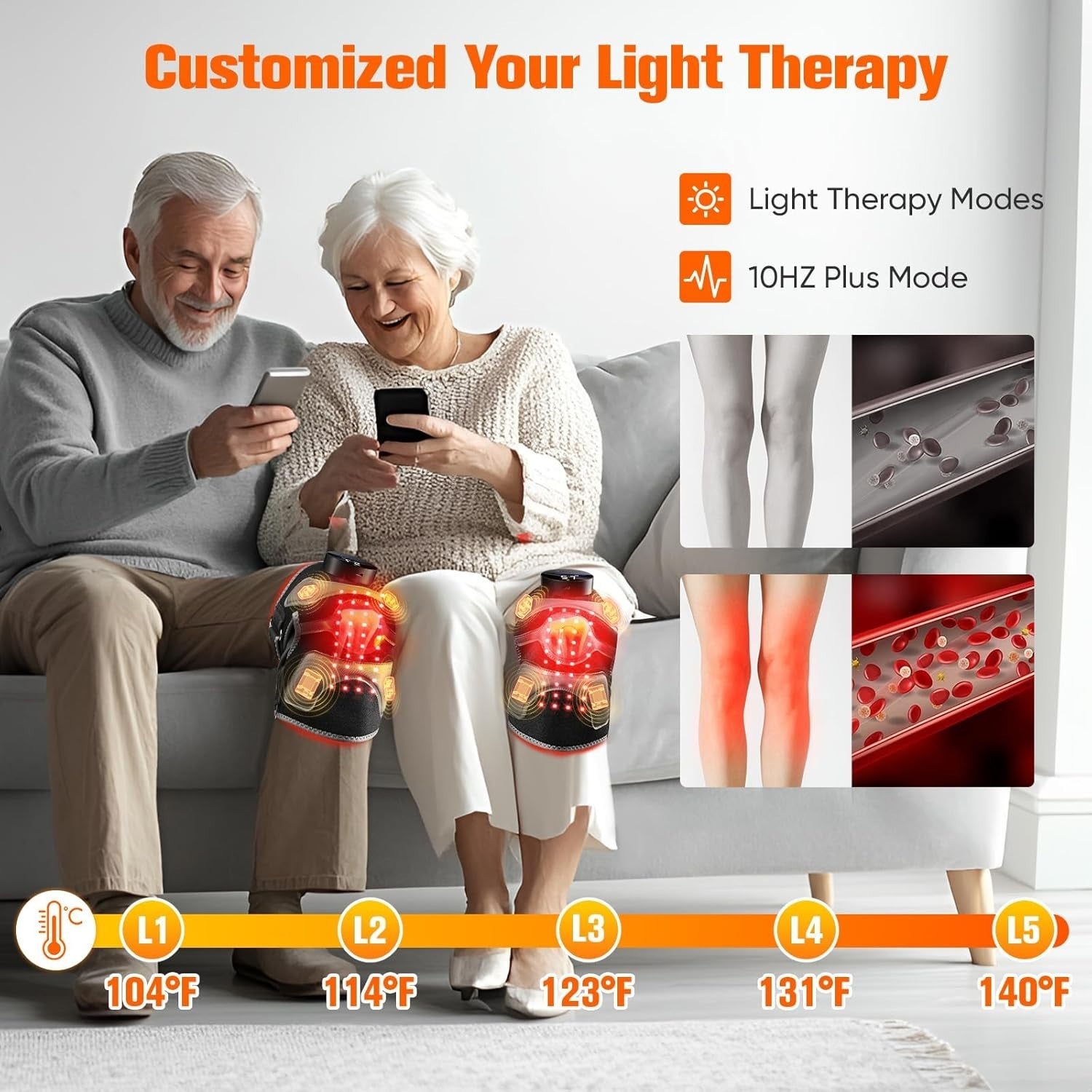 Red Light Knee Massager Infrared Heat Therapy Joint Pain Relief Brace