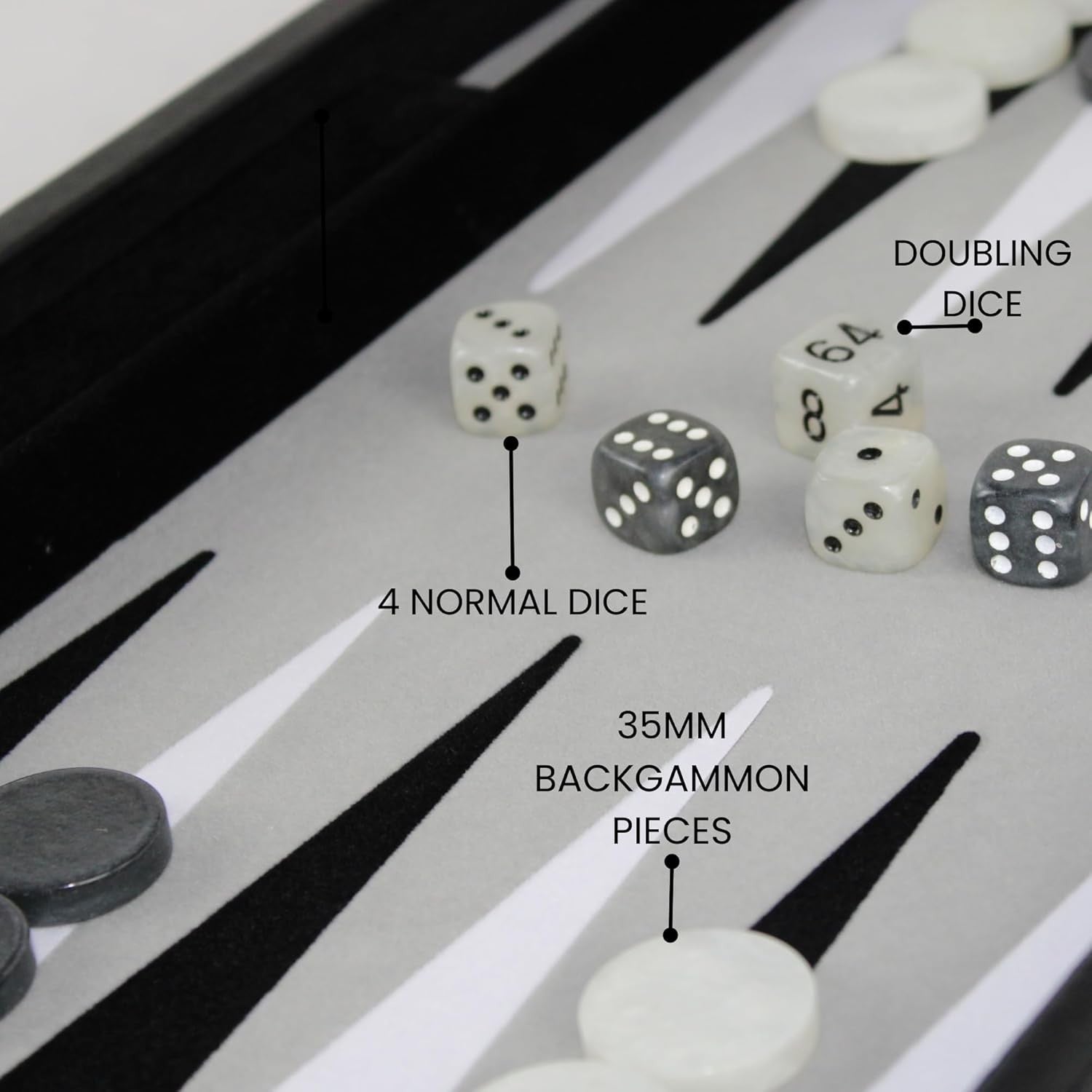 Luxury Backgammon Set 18 Inch Leatherette Folding Case Strategy Board Game
