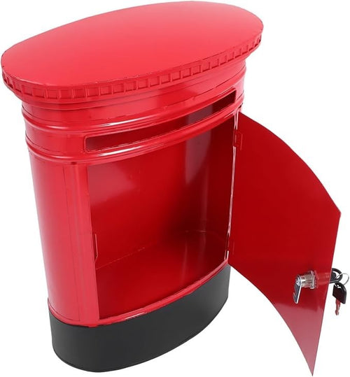Vintage Red Wall Mount Mailbox Iron Post Box Outdoor Indoor Retro Letter Holder