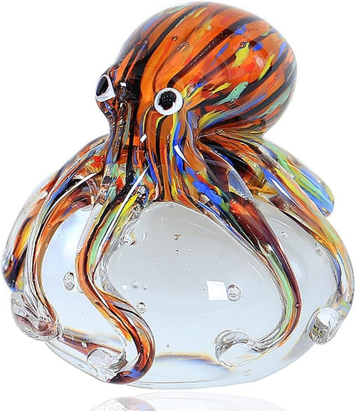Hand Blown Glass Octopus Figurine • Colourful Sea Animal Ornament