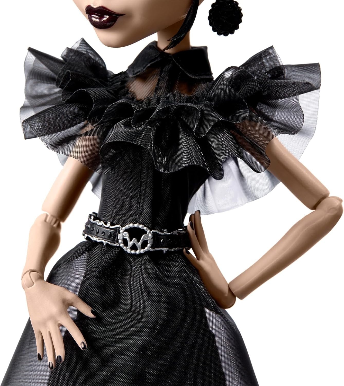 Gothic Black Gown Doll Collectible Dance Scene Outfit Display Stand