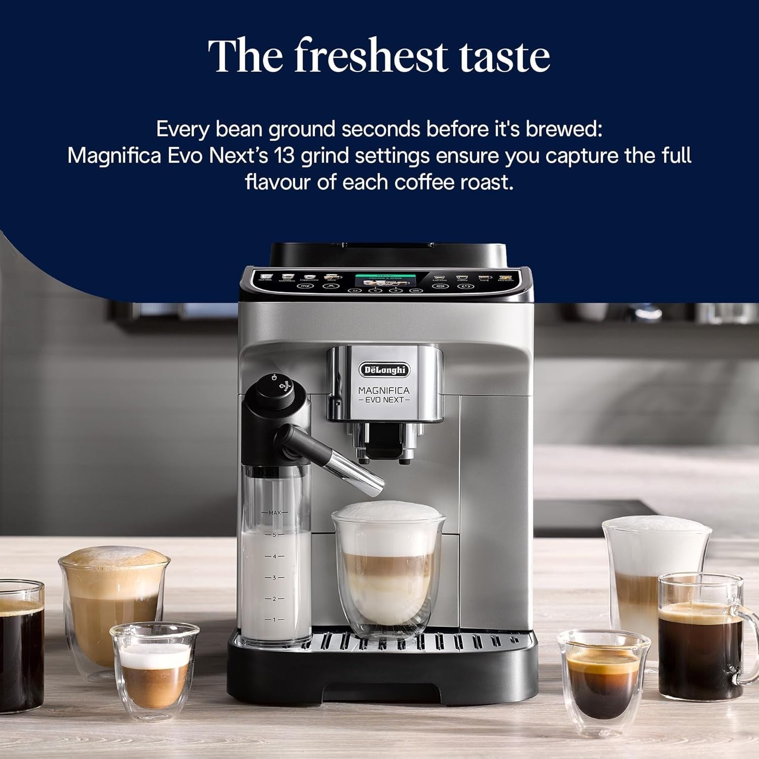Automatic Bean-to-Cup Coffee Machine Milk Frother Touch Display 1.9L 1450W