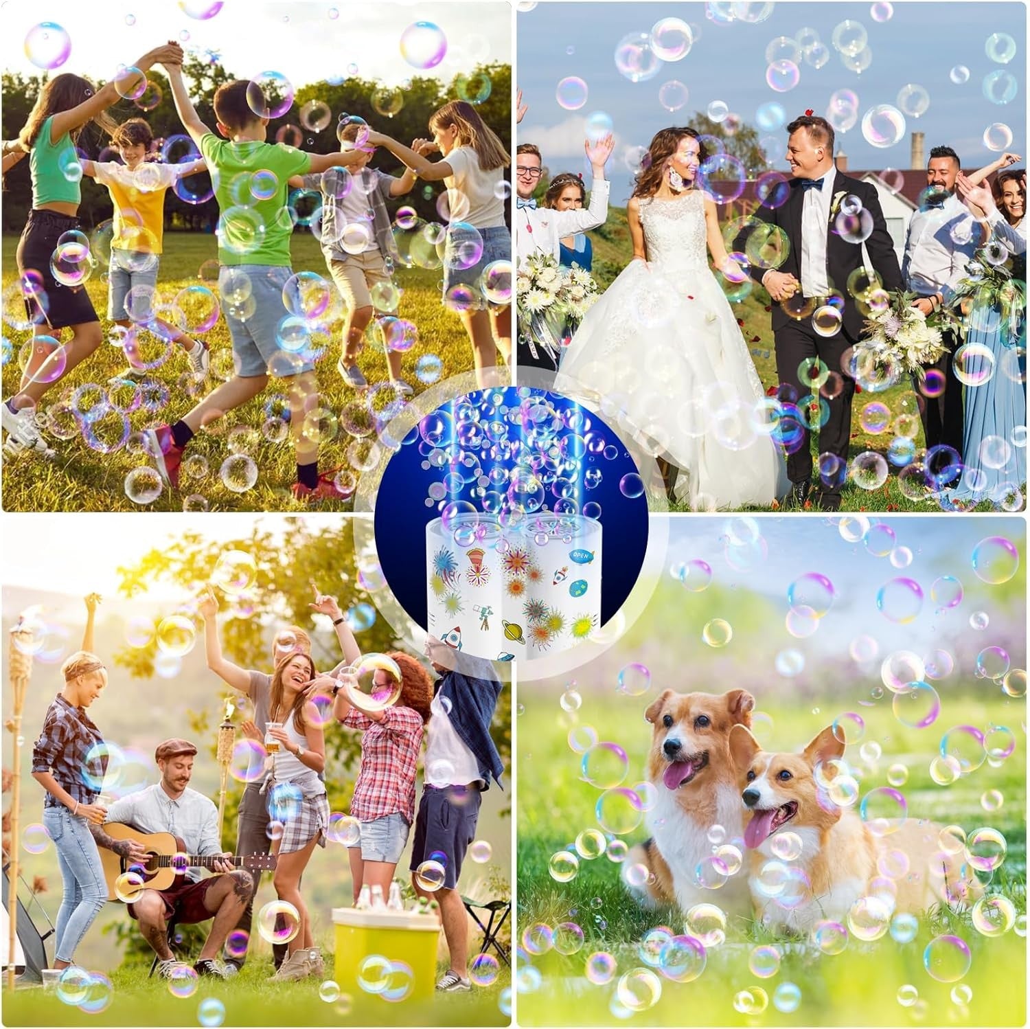 Bubble Machine Kids 20000 Bubbles 26 Hole LED Fireworks Toy