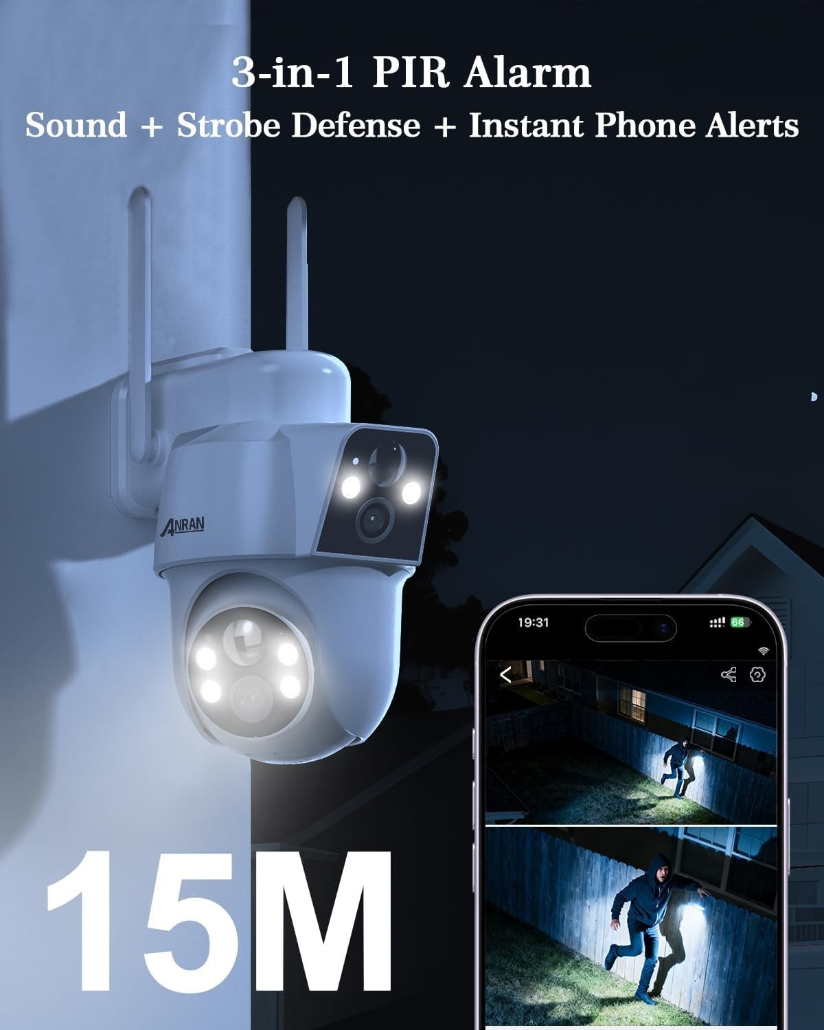 2K Dual Lens Solar Security Camera Wireless Outdoor PTZ WiFi IP66