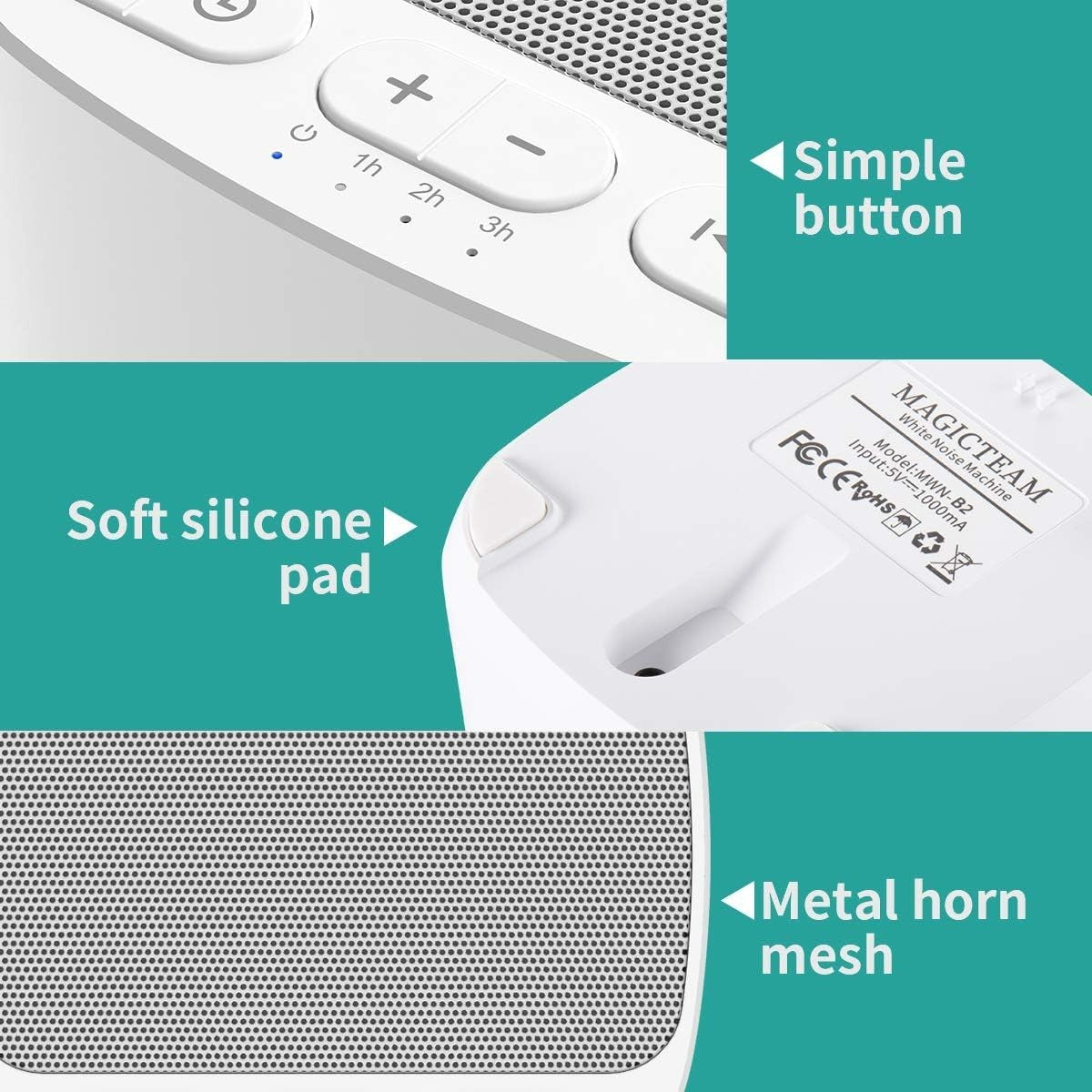 White Noise Sound Machine Baby Sleep Aid 40 Sounds Timer USB Home