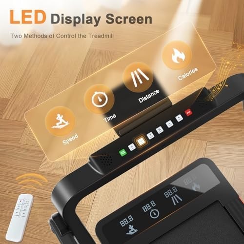 2.5HP Folding Treadmill 14KMH Home Office Walking Pad Bluetooth Speaker