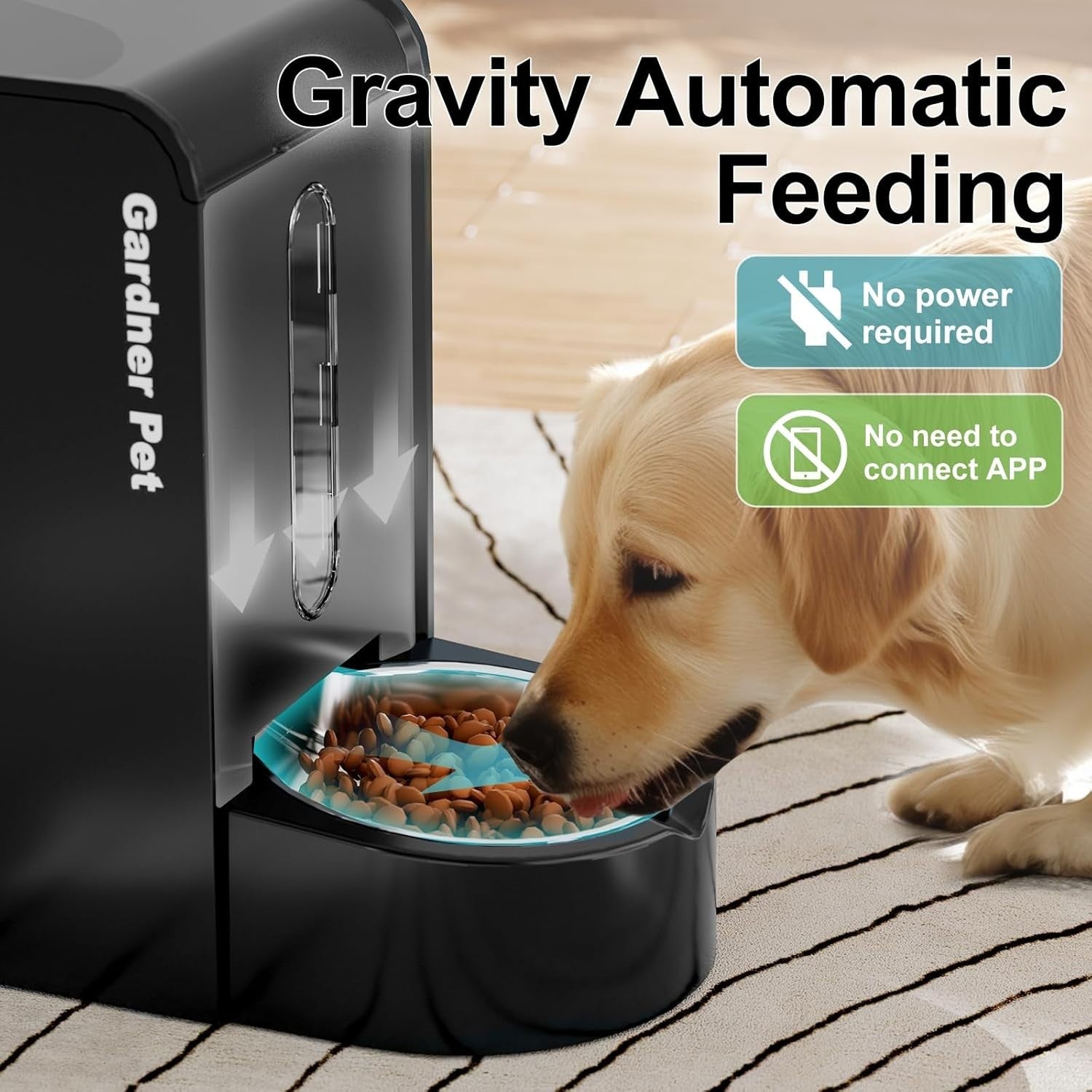 2 in 1 Gravity Pet Feeder Water Dispenser 6L Auto Food Station Black