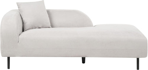 Grey Left-Hand Chaise Lounge Sofa | Retro Curved Back, Fabric & Cushion