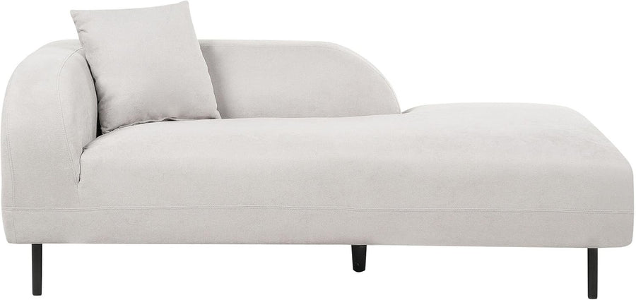 Grey Left-Hand Chaise Lounge Sofa | Retro Curved Back, Fabric & Cushion