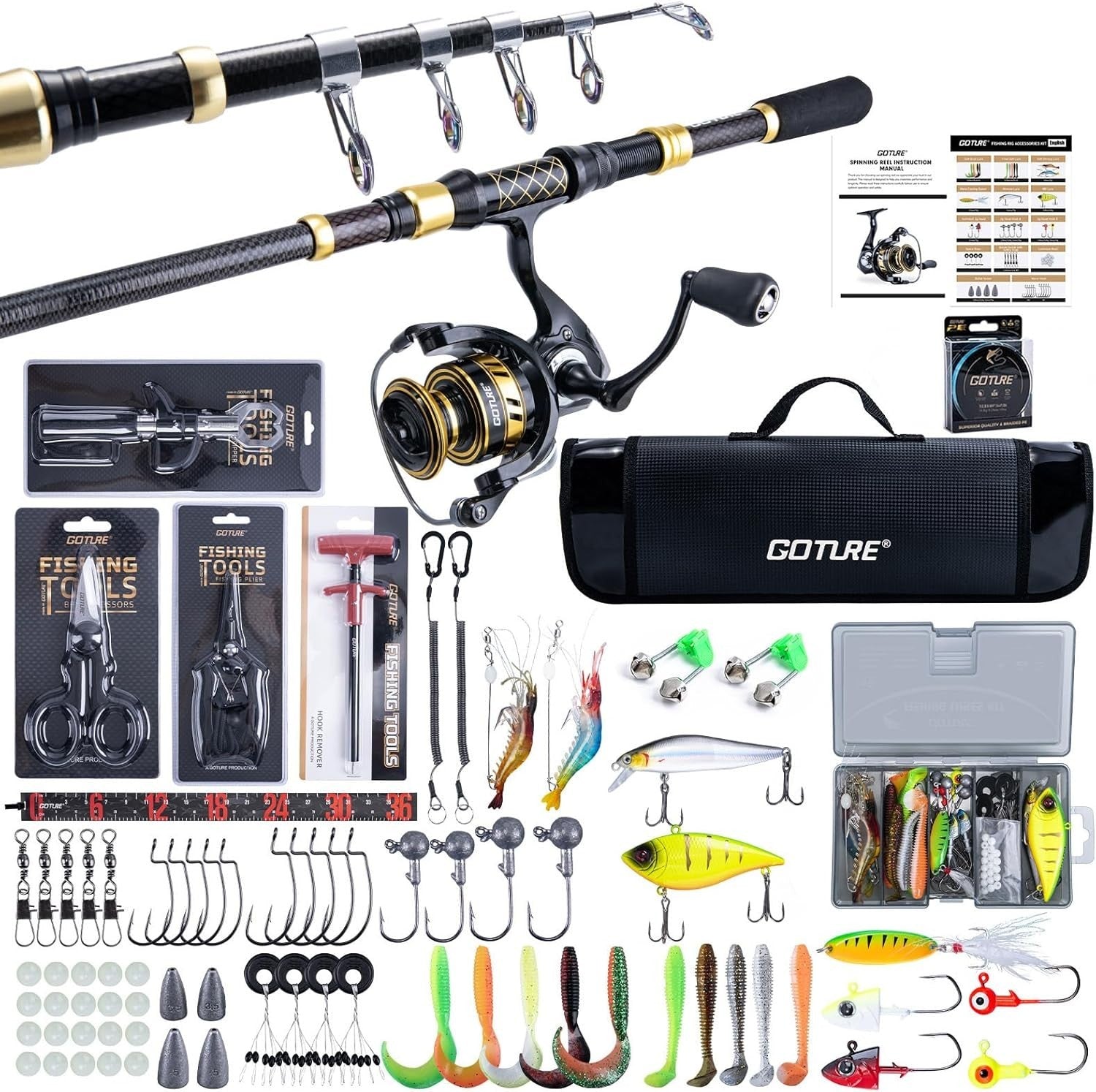 Goture Telescopic Fishing Rod & Reel Set – 1.8M-2.7M, Spinning Combo Kit