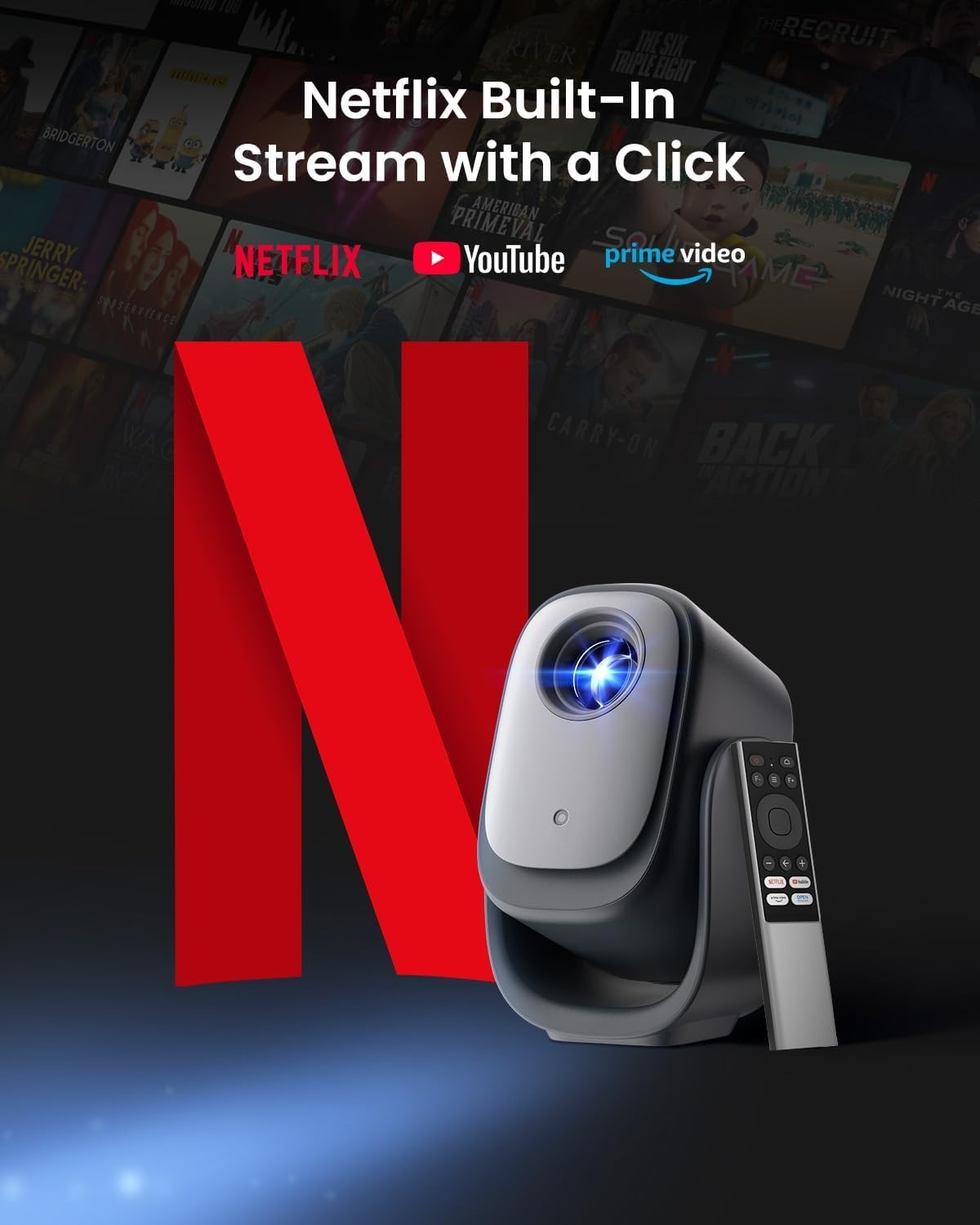 1080P Smart Mini Projector Netflix WiFi Bluetooth Stand Portable