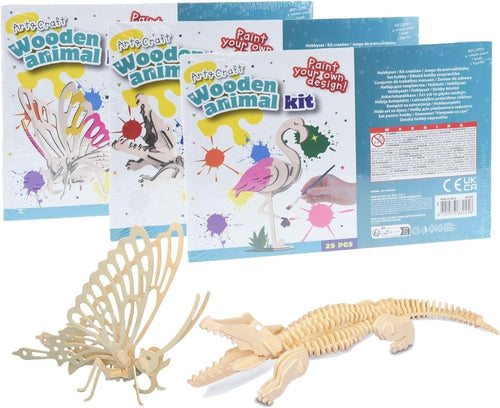 3D Wooden Crocodile Puzzle Craft Kit for Kids, Paint & Build Fun Set