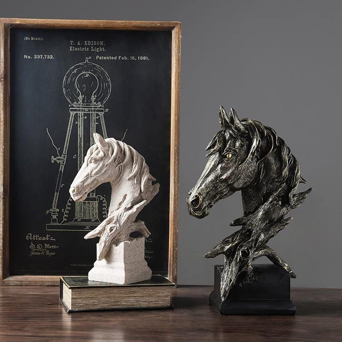 Modern Horse Head Sculpture • 30cm Resin Statue • Luxury Abstract Home Decor