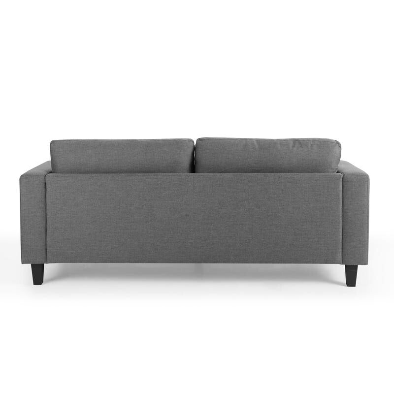 3 Seater Sofa Dark Grey Linen Fabric | Foam Cushions & Square Arm Design