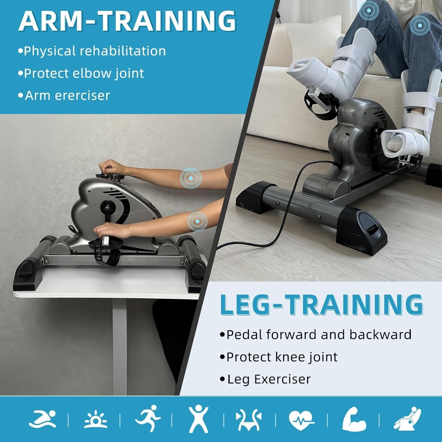 Motorized Pedal Exerciser Remote 10 Speed Quiet Rehab Trainer